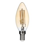 GloboStar® 99058 Λάμπα LED Ultra Thin Soft S Spiral Filament E14 C35 Κεράκι 2W 140lm 360° AC 220-240V IP20 Φ3.5 x Υ10.5cm Ultra Θερμό Λευκό 2200K με Μελί Γυαλί - Dimmable - 3 Years Warranty