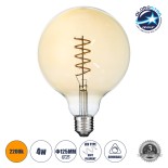 GloboStar® 99138 Λάμπα E27 G125 Γλόμπος LED SOFT SPIRAL FILAMENT 6W 490 lm 320° AC 85-265V Edison Retro με Μελί Γυαλί Ultra Θερμό Λευκό 2200 K Dimmable