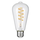 GloboStar® 99143 Λάμπα LED Soft S Spiral Filament E27 ST64 Αχλάδι 4W 300lm 360° AC 220-240V IP20 Φ6.4 x Υ14cm Θερμό Λευκό 2700K με Διάφανο Γυαλί - Dimmable - 3 Years Warranty