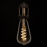 GloboStar® 99143 Λάμπα LED Soft S Spiral Filament E27 ST64 Αχλάδι 4W 300lm 360° AC 220-240V IP20 Φ6.4 x Υ14cm Θερμό Λευκό 2700K με Διάφανο Γυαλί - Dimmable - 3 Years Warranty