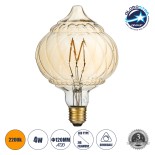 GloboStar® 99163 Λάμπα LED Zig Long Filament E27 A120 ACORN Γλόμπος 4W 360lm 360° AC 220-240V IP20 Φ12 x Υ17cm Ultra Θερμό Λευκό 2200K με Μελί Γυαλί - Dimmable - 3 Years Warranty
