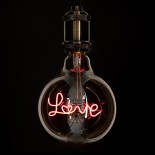 GloboStar® 99253 Λάμπα LED Ultra Thin Soft S Spiral Letter Filament E27 G125 LOVE Γλόμπος 2.4W 204lm 360° AC 220-240V IP20 Φ12.5 x Υ18cm Κόκκινο με Μελί Γυαλί - Dimmable - 3 Years Warranty