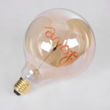 GloboStar® 99253 Λάμπα LED Ultra Thin Soft S Spiral Letter Filament E27 G125 LOVE Γλόμπος 2.4W 204lm 360° AC 220-240V IP20 Φ12.5 x Υ18cm Κόκκινο με Μελί Γυαλί - Dimmable - 3 Years Warranty