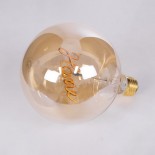 GloboStar® 99254 Λάμπα LED Ultra Thin Soft S Spiral Letter Filament E27 G125 HOME Γλόμπος 2.4W 204lm 360° AC 220-240V IP20 Φ12.5 x Υ18cm Ultra Θερμό Λευκό 2200K με Μελί Γυαλί - Dimmable - 3 Years Warranty