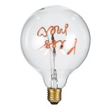 GloboStar® 99256 Λάμπα LED Ultra Thin Soft S Spiral Letter Filament E27 G125 KISS ME Γλόμπος 4W 340lm 360° AC 220-240V IP20 Φ12.5 x Υ18cm Ροζ με Διάφανο Γυαλί - Dimmable - 3 Years Warranty