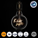 GloboStar® 99257 Λάμπα LED Ultra Thin Soft S Spiral Letter Filament E27 G125 KISS ME Γλόμπος 4W 340lm 360° AC 220-240V IP20 Φ12.5 x Υ18cm Ultra Θερμό Λευκό 2200K με Διάφανο Γυαλί - Dimmable - 3 Years Warranty