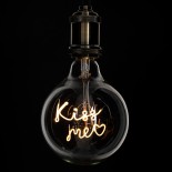 GloboStar® 99257 Λάμπα LED Ultra Thin Soft S Spiral Letter Filament E27 G125 KISS ME Γλόμπος 4W 340lm 360° AC 220-240V IP20 Φ12.5 x Υ18cm Ultra Θερμό Λευκό 2200K με Διάφανο Γυαλί - Dimmable - 3 Years Warranty