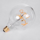 GloboStar® 99257 Λάμπα LED Ultra Thin Soft S Spiral Letter Filament E27 G125 KISS ME Γλόμπος 4W 340lm 360° AC 220-240V IP20 Φ12.5 x Υ18cm Ultra Θερμό Λευκό 2200K με Διάφανο Γυαλί - Dimmable - 3 Years Warranty
