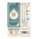 GloboStar® 99257 Λάμπα LED Ultra Thin Soft S Spiral Letter Filament E27 G125 KISS ME Γλόμπος 4W 340lm 360° AC 220-240V IP20 Φ12.5 x Υ18cm Ultra Θερμό Λευκό 2200K με Διάφανο Γυαλί - Dimmable - 3 Years Warranty