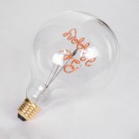 GloboStar® 99259 Λάμπα LED Ultra Thin Soft S Spiral Letter Filament E27 G125 BE HAPPY Γλόμπος 4W 340lm 360° AC 220-240V IP20 Φ12.5 x Υ18cm Ροζ με Διάφανο Γυαλί - Dimmable - 3 Years Warranty