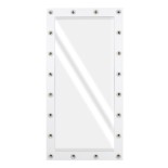 GloboStar® MAKEUP MIRROR-160x80-4 Μοντέρνος Καθρέπτης Μακιγιάζ με Πλαίσιο Φυσικού Ξύλου με Διακόπτη On/Off 20 x E27 AC220-240V - Μ80 x Π7 x Υ160cm - Λευκή Λάκα