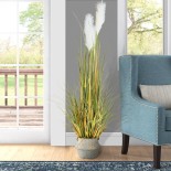 GloboStar® Artificial Garden SKYROS 20340 Διακοσμητικό Ψάθινο Καλάθι - Κασπώ Γλάστρα - Flower Pot Μπλε με Καφέ Φ18cm x Υ20cm 