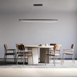 GLOBOSTAR® BOLIVAR 61271 Μοντέρνο Κρεμαστό Φωτιστικό Οροφής LED 54W 5400lm 360° AC 220-240V IP20 Ρυθμιζόμενο Λευκό CCT με Χειριστήριο από 2700K έως 6000K Dimmable - Lumileds SMD Chip - Μαύρο Ματ - Μ120 x Π30 x Υ2cm - 3 Χρόνια Εγγύηση