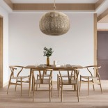 GloboStar® MANDALA 00732 Boho Κρεμαστό Φωτιστικό Μπάλα Μονόφωτο 1 x E27 IP20 Μπεζ Σχοινί - Μ80 x Π80 x Υ60cm