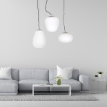 GLOBOSTAR® FREYA 00745 Μοντέρνο Κρεμαστό Φωτιστικό Οροφής με Ντουί 1 x E27 AC 220-240V IP20 - Λευκό & Ασημί - Μ24 x Π24 x Υ35cm