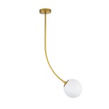 GloboStar® DRIZZLE 00921 Μοντέρνο Φωτιστικό Οροφής Μπάλα Μονόφωτο 1 x E27 IP20 Χρυσό Μέταλλο με Λευκό Γυαλί - Μ15 x Π15 x Υ100cm