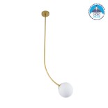GloboStar® DRIZZLE 00922 Μοντέρνο Φωτιστικό Οροφής Μπάλα Μονόφωτο 1 x E27 IP20 Χρυσό Μέταλλο με Λευκό Γυαλί - Μ15 x Π15 x Υ70cm