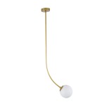 GloboStar® DRIZZLE 00922 Μοντέρνο Φωτιστικό Οροφής Μπάλα Μονόφωτο 1 x E27 IP20 Χρυσό Μέταλλο με Λευκό Γυαλί - Μ15 x Π15 x Υ70cm