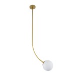 GloboStar® DRIZZLE 00922 Μοντέρνο Φωτιστικό Οροφής Μπάλα Μονόφωτο 1 x E27 IP20 Χρυσό Μέταλλο με Λευκό Γυαλί - Μ15 x Π15 x Υ70cm