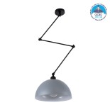 GloboStar® LOTUS 00937 Μοντέρνο Φωτιστικό Οροφής Καμπάνα Μονόφωτο 1 x E27 IP20 Γκρι, Μαύρο & Λευκό Μέταλλο - Μ30 x Π30 x Υ21cm
