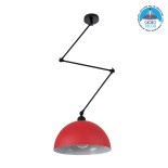 GloboStar® LOTUS 00938 Μοντέρνο Φωτιστικό Οροφής Καμπάνα Μονόφωτο 1 x E27 IP20 Κόκκινο, Μαύρο & Λευκό Μέταλλο - Μ30 x Π30 x Υ21cm