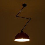 GloboStar® LOTUS 00938 Μοντέρνο Φωτιστικό Οροφής Καμπάνα Μονόφωτο 1 x E27 IP20 Κόκκινο, Μαύρο & Λευκό Μέταλλο - Μ30 x Π30 x Υ21cm