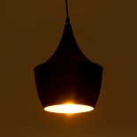 GloboStar® SHANGHAI 01025-A Μοντέρνο Κρεμαστό Φωτιστικό Καμπάνα Μονόφωτο 1 x E27 IP20 Μαύρο & Χρυσό Μέταλλο - Μ24 x Π24 x Υ30cm