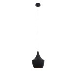 GloboStar® SHANGHAI 01025-A Μοντέρνο Κρεμαστό Φωτιστικό Καμπάνα Μονόφωτο 1 x E27 IP20 Μαύρο & Χρυσό Μέταλλο - Μ24 x Π24 x Υ30cm