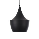 GloboStar® SHANGHAI 01025-A Μοντέρνο Κρεμαστό Φωτιστικό Καμπάνα Μονόφωτο 1 x E27 IP20 Μαύρο & Χρυσό Μέταλλο - Μ24 x Π24 x Υ30cm