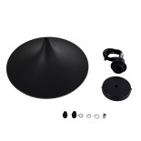GloboStar® SHANGHAI 01025-B Μοντέρνο Κρεμαστό Φωτιστικό Καμπάνα Μονόφωτο 1 x E27 IP20 Μαύρο & Χρυσό Μέταλλο - Μ37 x Π37 x Υ20cm