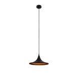 GloboStar® SHANGHAI 01025-B Μοντέρνο Κρεμαστό Φωτιστικό Καμπάνα Μονόφωτο 1 x E27 IP20 Μαύρο & Χρυσό Μέταλλο - Μ37 x Π37 x Υ20cm