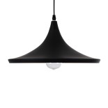 GloboStar® SHANGHAI 01025-B Μοντέρνο Κρεμαστό Φωτιστικό Καμπάνα Μονόφωτο 1 x E27 IP20 Μαύρο & Χρυσό Μέταλλο - Μ37 x Π37 x Υ20cm