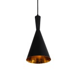 GloboStar® SHANGHAI 01025-C Μοντέρνο Κρεμαστό Φωτιστικό Καμπάνα Μονόφωτο 1 x E27 IP20 Μαύρο & Χρυσό Μέταλλο - Μ19 x Π19 x Υ38cm
