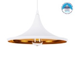 GLOBOSTAR® SHANGHAI 01026-B Μοντέρνο Κρεμαστό Φωτιστικό Οροφής με Ντουί 1 x E27 AC 220-240V IP20 - Λευκό & Χρυσό - Μ37 x Π37 x Υ17cm
