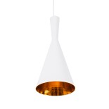 GloboStar® SHANGHAI 01026-C Μοντέρνο Κρεμαστό Φωτιστικό Καμπάνα Μονόφωτο 1 x E27 IP20 Λευκό & Χρυσό Μέταλλο - Μ19 x Π19 x Υ38cm