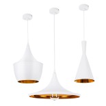GLOBOSTAR® SHANGHAI 01026 Μοντέρνο Κρεμαστό Φωτιστικό Οροφής με Ντουί 3 x E27 AC 220-240V IP20 - Λευκό & Χρυσό - Μ79.5 x Π79.5 x Υ38cm - Σετ 3 Τεμαχίων