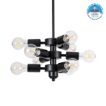 GloboStar® DELIR 01035 Μοντέρνο Φωτιστικό Οροφής Πλέγμα Πολύφωτο 9 x E27 IP20 Μαύρο Μέταλλο - Μ24 x Π24 x Υ23cm