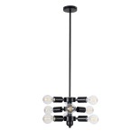 GloboStar® DELIR 01035 Μοντέρνο Φωτιστικό Οροφής Πλέγμα Πολύφωτο 9 x E27 IP20 Μαύρο Μέταλλο - Μ24 x Π24 x Υ23cm