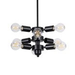 GloboStar® DELIR 01035 Μοντέρνο Φωτιστικό Οροφής Πλέγμα Πολύφωτο 9 x E27 IP20 Μαύρο Μέταλλο - Μ24 x Π24 x Υ23cm