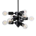 GloboStar® DELIR 01035 Μοντέρνο Φωτιστικό Οροφής Πλέγμα Πολύφωτο 9 x E27 IP20 Μαύρο Μέταλλο - Μ24 x Π24 x Υ23cm