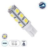 GloboStar® 03040 Λάμπα Αυτοκινήτου LED T10 W5W 13xSMD5050 2.8W 286lm 360° DC 12-16V IP20 Φ1.2 x Υ4cm Ψυχρό Λευκό 6000K