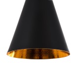 GloboStar® SHANGHAI 01025 Μοντέρνο Κρεμαστό Φωτιστικό Καμπάνα Σετ Τρίφωτο 3 x E27 IP20 Μαύρο & Χρυσό Μέταλλο - Μ79.5 x Π79.5 x Υ38cm