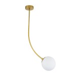 GloboStar® DRIZZLE 00921 Μοντέρνο Φωτιστικό Οροφής Μπάλα Μονόφωτο 1 x E27 IP20 Χρυσό Μέταλλο με Λευκό Γυαλί - Μ15 x Π15 x Υ100cm