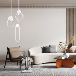 GLOBOSTAR® MARY 61083 Μοντέρνο Κρεμαστό Φωτιστικό Οροφής LED 12W 1440lm 300° AC 220-240V IP20 Ρυθμιζόμενο Λευκό CCT με On/Off 2700K/4500K/6000K - Lumileds SMD Chip - Λευκό Ματ - Μ20 x Π2.3 x Υ28.5cm - 3 Χρόνια Εγγύηση