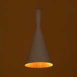 GloboStar® SHANGHAI 01026-C Μοντέρνο Κρεμαστό Φωτιστικό Καμπάνα Μονόφωτο 1 x E27 IP20 Λευκό & Χρυσό Μέταλλο - Μ19 x Π19 x Υ38cm