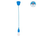 GloboStar® CABLITO 61558 Μοντέρνο Κρεμαστό Φωτιστικό Ανάρτηση Μονόφωτο 1 x E27 IP20 Μπλε Σιλικόνη - Μ4 x Π4 x Υ110cm