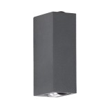 GloboStar® LINOR 60528 Φωτιστικό Τοίχου - Απλίκα Αρχιτεκτονικού Φωτισμού Εσωτερικού/Εξωτερικού Χώρου Up & Down LED 10W 1000lm 60° AC220-240V Αδιάβροχο IP65 - Σώμα Αλουμινίου & Tempered Glass - Μ12.5 x Π6 x Υ4cm - Θερμό Λευκό 2700K - Γκρι Ανθρακί - Bridgel