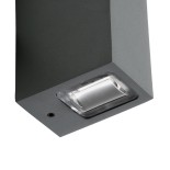 GloboStar® LINOR 60528 Φωτιστικό Τοίχου - Απλίκα Αρχιτεκτονικού Φωτισμού Εσωτερικού/Εξωτερικού Χώρου Up & Down LED 10W 1000lm 60° AC220-240V Αδιάβροχο IP65 - Σώμα Αλουμινίου & Tempered Glass - Μ12.5 x Π6 x Υ4cm - Θερμό Λευκό 2700K - Γκρι Ανθρακί - Bridgel