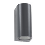 GloboStar® MURANO 60609 Φωτιστικό Τοίχου - Απλίκα Αρχιτεκτονικού Φωτισμού Εξωτερικού Χώρου Up & Down Αλουμινίου με Ντουί 2 x GU10 AC 220-240V Αδιάβροχο IP65 L15 x W8 x H6.8cm - Γκρι Ανθρακί - 5 Years Warranty