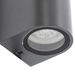GloboStar® MURANO 60609 Φωτιστικό Τοίχου - Απλίκα Αρχιτεκτονικού Φωτισμού Εξωτερικού Χώρου Up & Down Αλουμινίου με Ντουί 2 x GU10 AC 220-240V Αδιάβροχο IP65 L15 x W8 x H6.8cm - Γκρι Ανθρακί - 5 Years Warranty